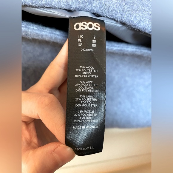 ASOS PETITE WOMAN WOOL BLEND COAT Ash Blue SIZE: UK2 EU30 US00 - Picture 4 of 4